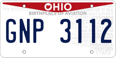 OH license plate GNP3112