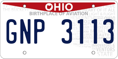 OH license plate GNP3113