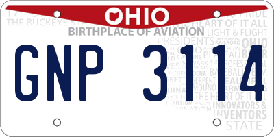 OH license plate GNP3114