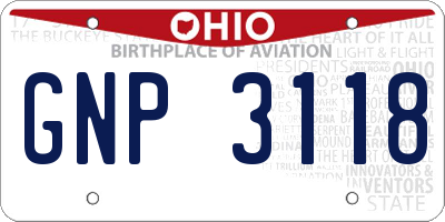 OH license plate GNP3118