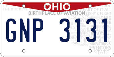 OH license plate GNP3131