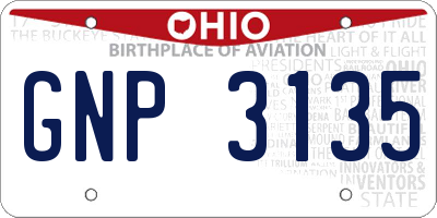 OH license plate GNP3135