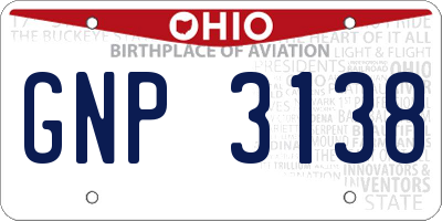OH license plate GNP3138