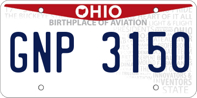 OH license plate GNP3150