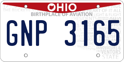 OH license plate GNP3165