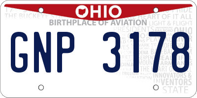 OH license plate GNP3178