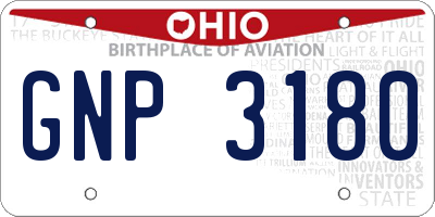 OH license plate GNP3180