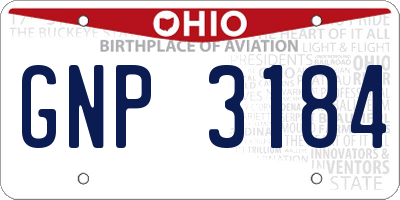 OH license plate GNP3184