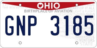 OH license plate GNP3185