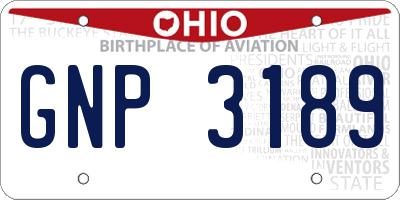 OH license plate GNP3189
