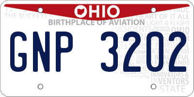 OH license plate GNP3202