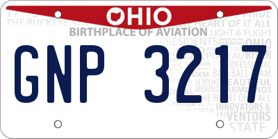 OH license plate GNP3217
