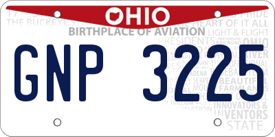 OH license plate GNP3225