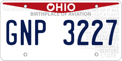 OH license plate GNP3227