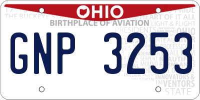 OH license plate GNP3253