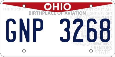 OH license plate GNP3268