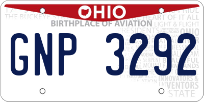 OH license plate GNP3292