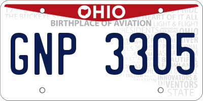OH license plate GNP3305