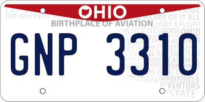 OH license plate GNP3310