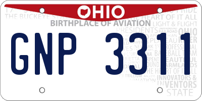 OH license plate GNP3311