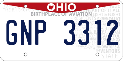 OH license plate GNP3312