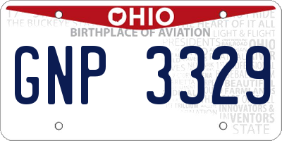 OH license plate GNP3329