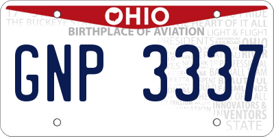 OH license plate GNP3337