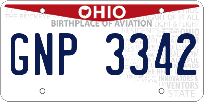 OH license plate GNP3342