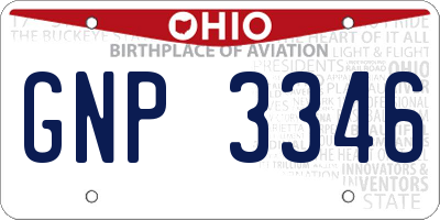 OH license plate GNP3346
