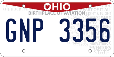OH license plate GNP3356