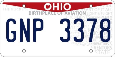 OH license plate GNP3378