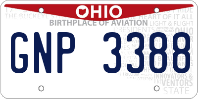 OH license plate GNP3388