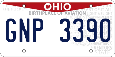 OH license plate GNP3390