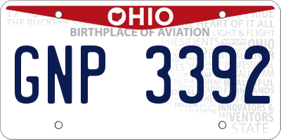 OH license plate GNP3392