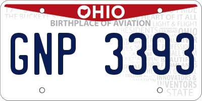 OH license plate GNP3393