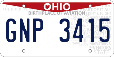 OH license plate GNP3415