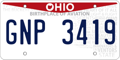 OH license plate GNP3419
