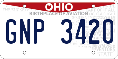 OH license plate GNP3420