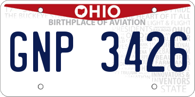 OH license plate GNP3426