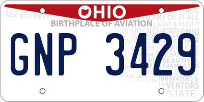 OH license plate GNP3429