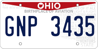 OH license plate GNP3435