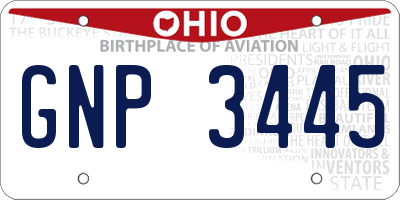 OH license plate GNP3445