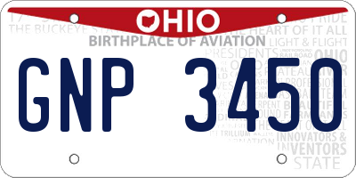 OH license plate GNP3450