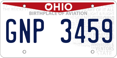 OH license plate GNP3459