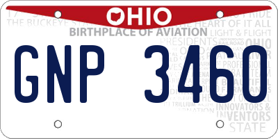 OH license plate GNP3460