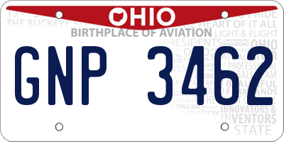 OH license plate GNP3462