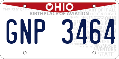OH license plate GNP3464