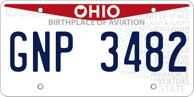 OH license plate GNP3482