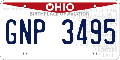 OH license plate GNP3495
