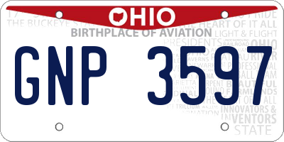 OH license plate GNP3597